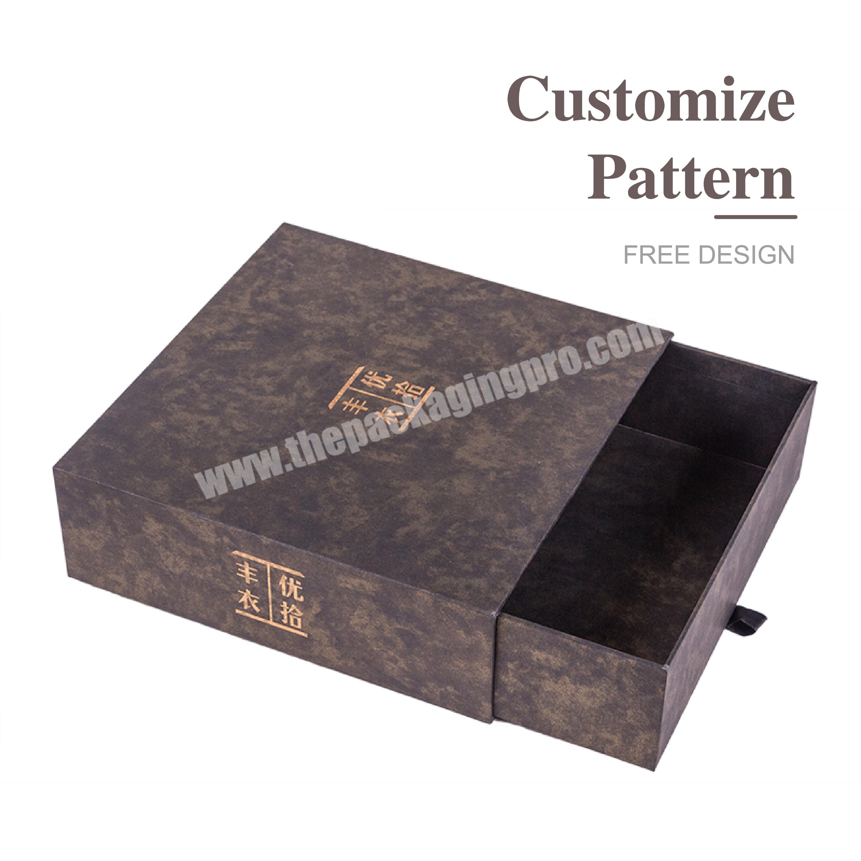 Custom Design Purple Embossing Paper Cardboard Drawer Sliding Gift Packaging Boxes For Wallets Belt with outside envelope