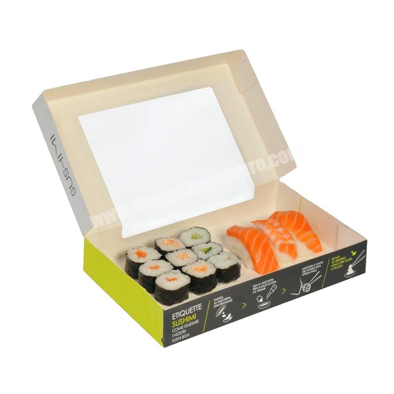 Custom Design eco friendly biodegradable paper sushi box packaging with clear window