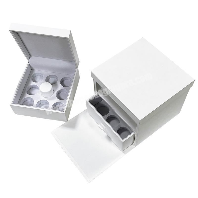 Custom Double Layer Sliding Out Drawer Essential Oil Make Up Set White Cardboard es