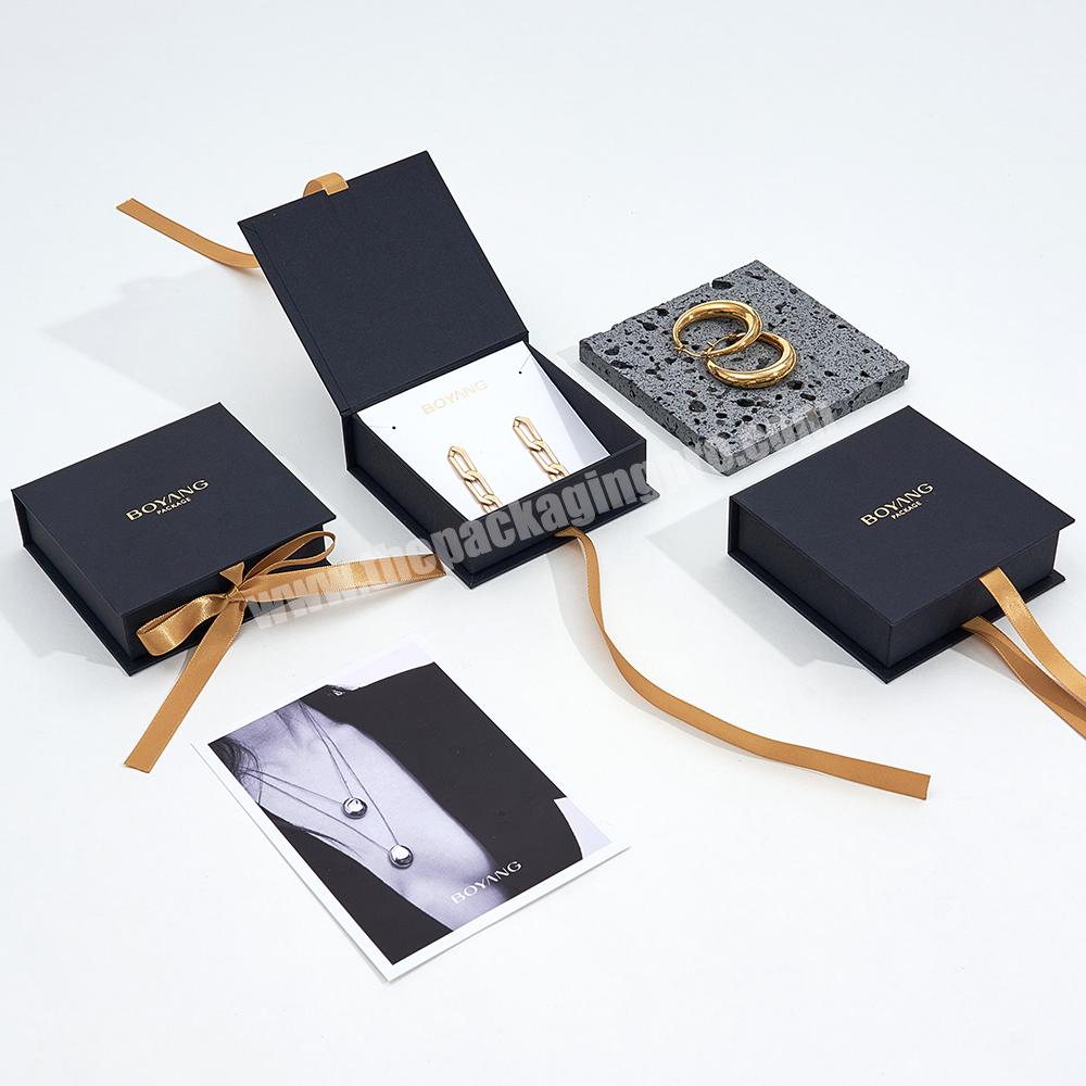 Custom Eco Friendly Black Paper Cardboard Jewelry Gift Packaging Box ...