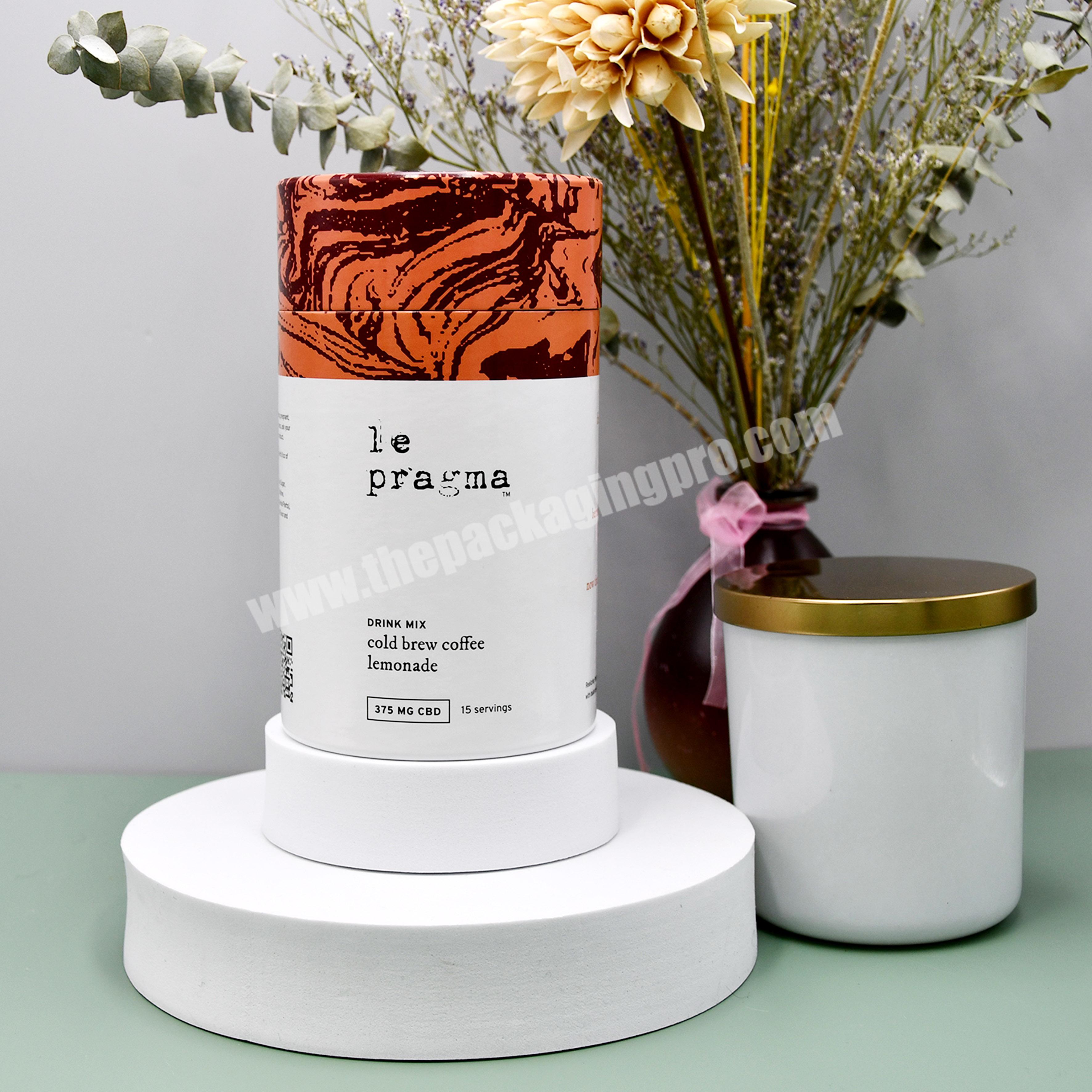 Custom Eco-friendly art paper  Tea Coffee Bean Tube Round Cylinder Paper Tube Cardboard Packaging