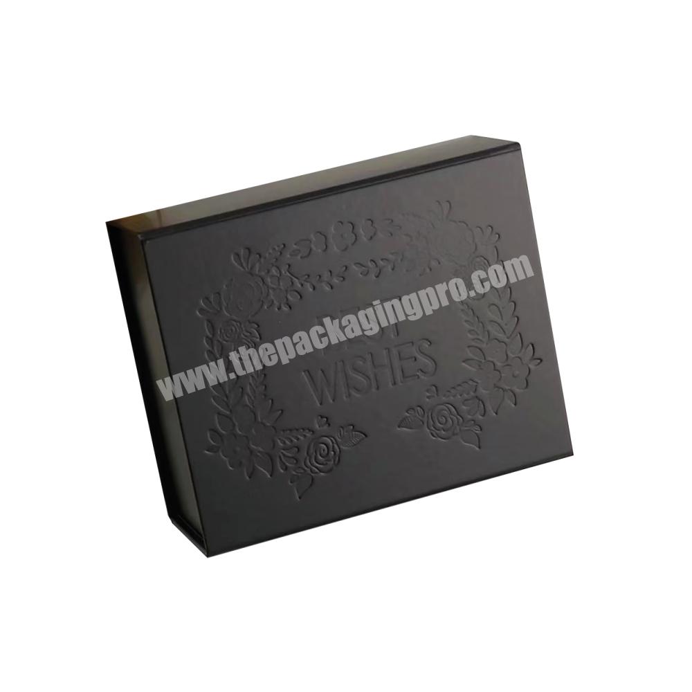 Custom Embossed Logo Black White Pink Magnet Flap Folding Gift Box with Magnetic Closure for Wedding Dress