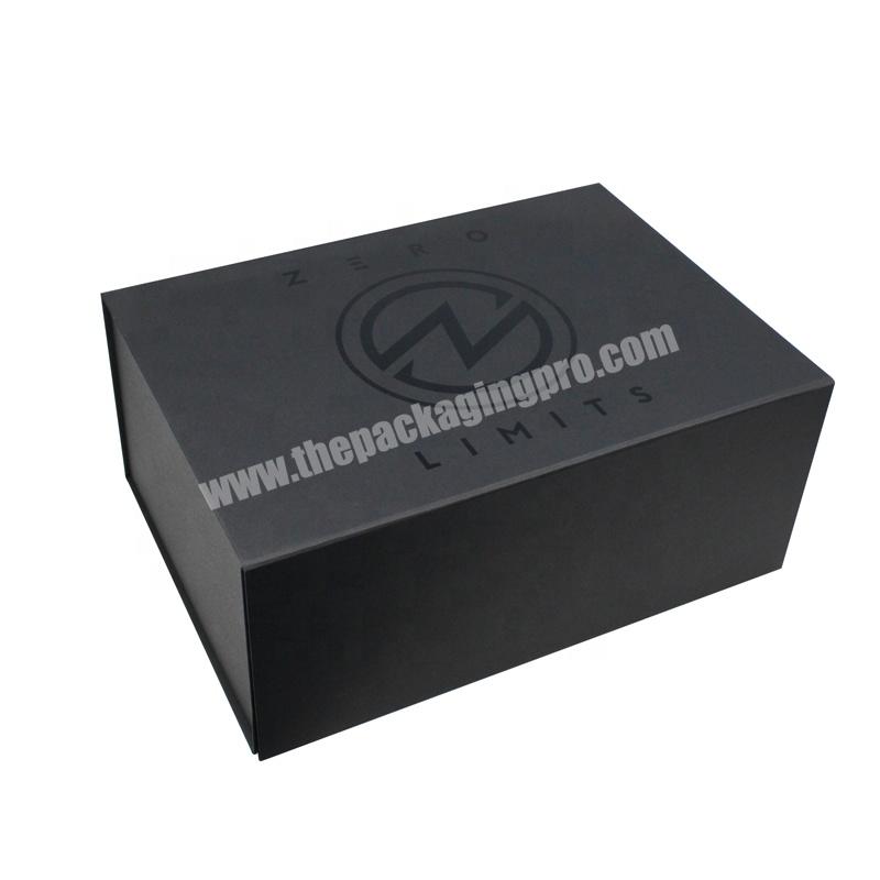 Custom Factory Black UV Coating Magnetic Gift Box Garment Clothing Packaging Folding Box