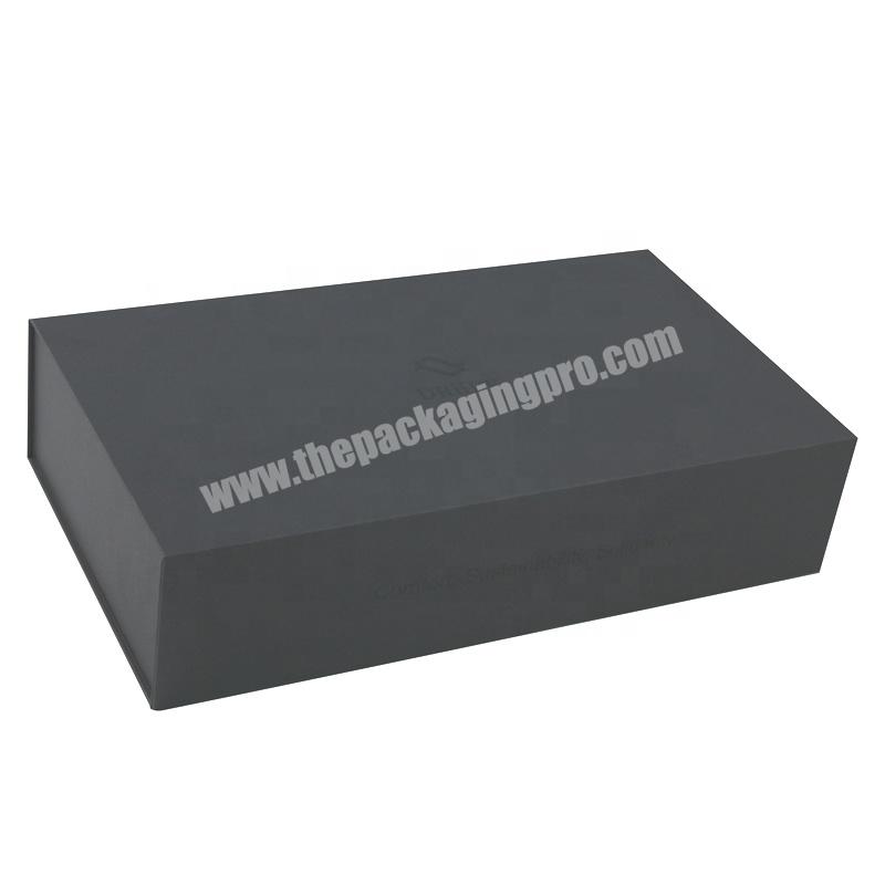 Custom Factory Black UV Coating Magnetic Gift Box Garment Packaging Folding Box