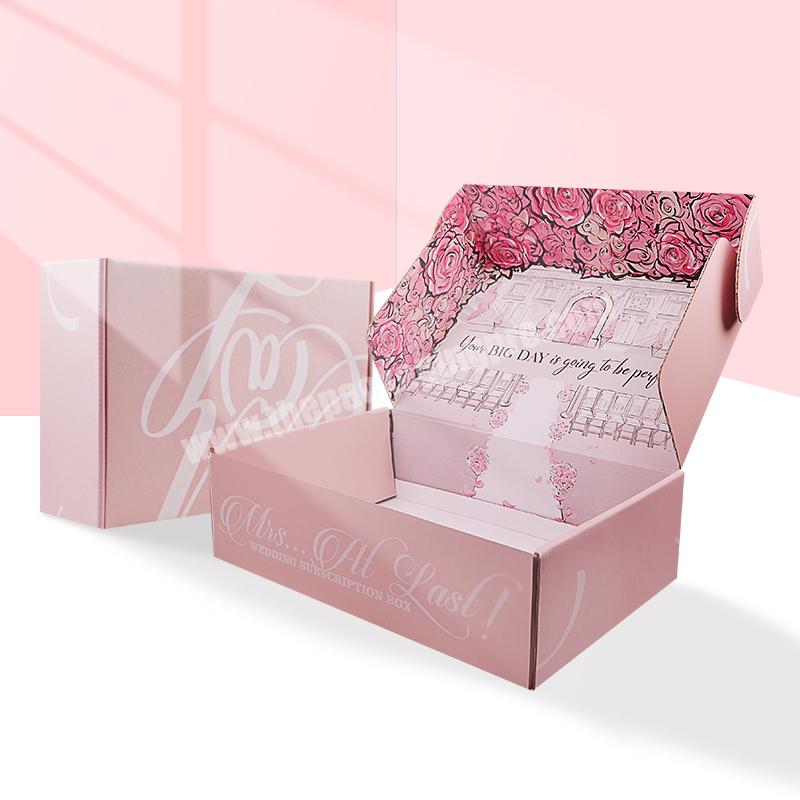 Custom Fashion Design Hat Pink Corrugated Shipping Box With Logo Printing