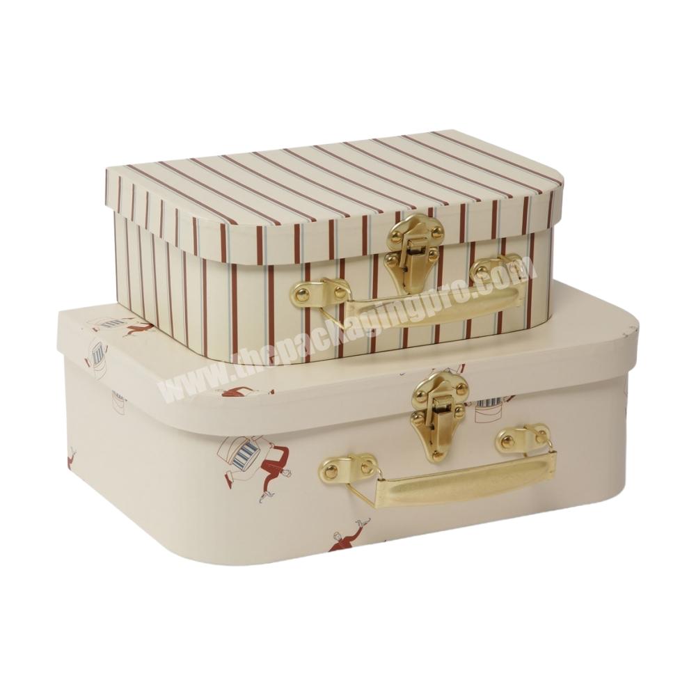 Custom High Quality Luxury Paperboard Suitcase Packaging Box Children Kids Newborn Cardboard Suitcase Gift Box