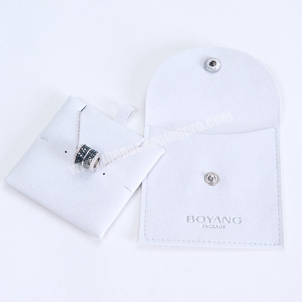 Custom Jewellery Package Microfiber Snap Button Pouch Bags Jewelry Earrings Necklace Pouch Gift Bag