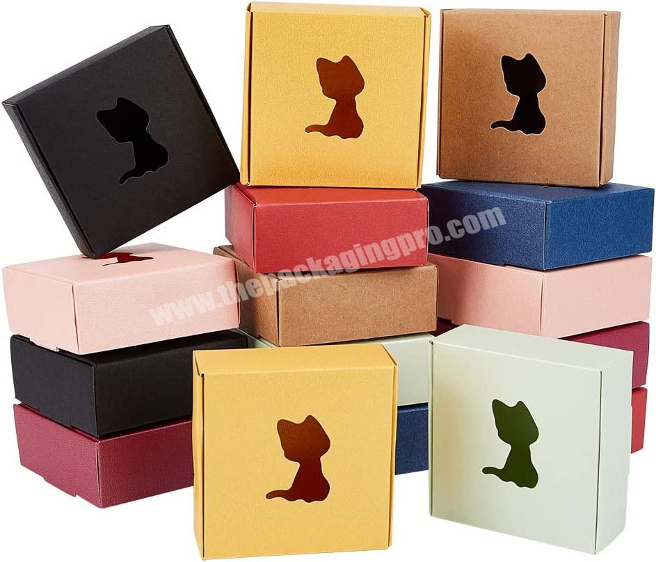 Custom Kraft Paper Box with Window 8 Color Cardboard Paper Box Packaging Small Cookie Gift Boxes for Christmas Wedding