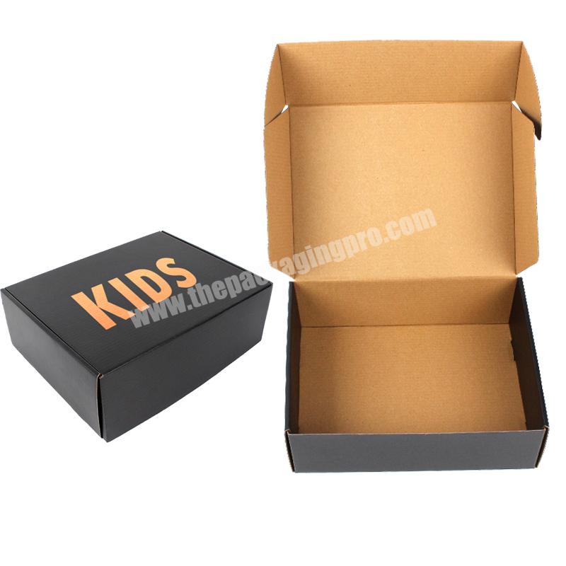 Custom LOGO Black Corrugated Packaging Apparel Kid Baby Clothing Shipping Mailer Gift Cardboard Box