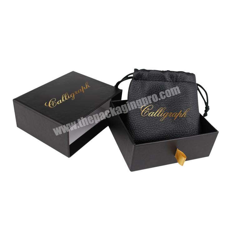 Custom LOGO Standard Fashion Jewelry Necklace Earring Luxury Gift Packaging Drawer Cardboard Box with PU Pouch Bag