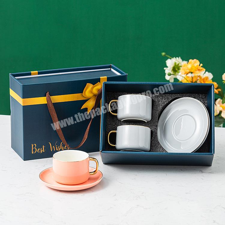 Custom Light Luxury Mug Set Packaging Gift Box And Bag Ceramic Coffee Cups Packing Christmas Gift Box