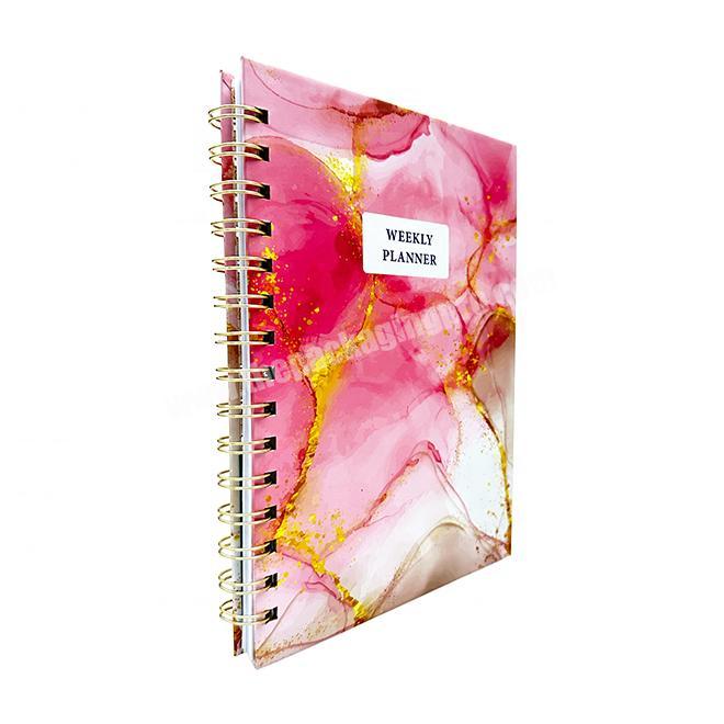Custom Logo 2023-2024 A5 Pink Spiral Weekly Monthly Manifestation Goal Diary Journal Notebook Agenda Planner