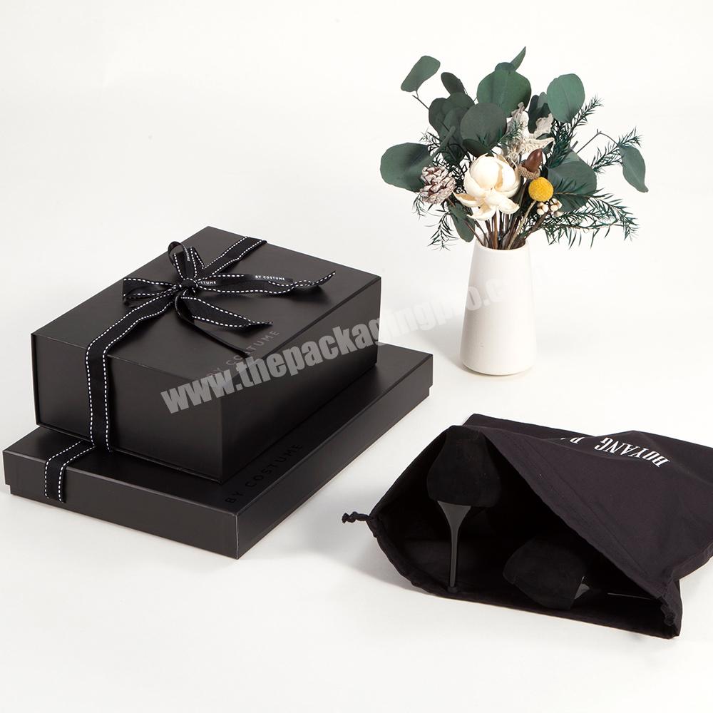 Custom Logo Black Paper Apparel Garment Shoe Packaging Boxes Gift Clothes Box Packaging