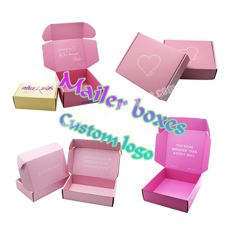 Custom Logo Cardboard Cartons Shipping Mailer Box Pink Cosmetic Set Cosmetics Mailing Skin Care Corrugated Packaging Boxes