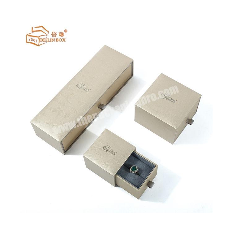 Custom Logo Cardboard Paper Foam Velvet Insert Generic Khaki Slide Drawer Jewelry Packaging Box