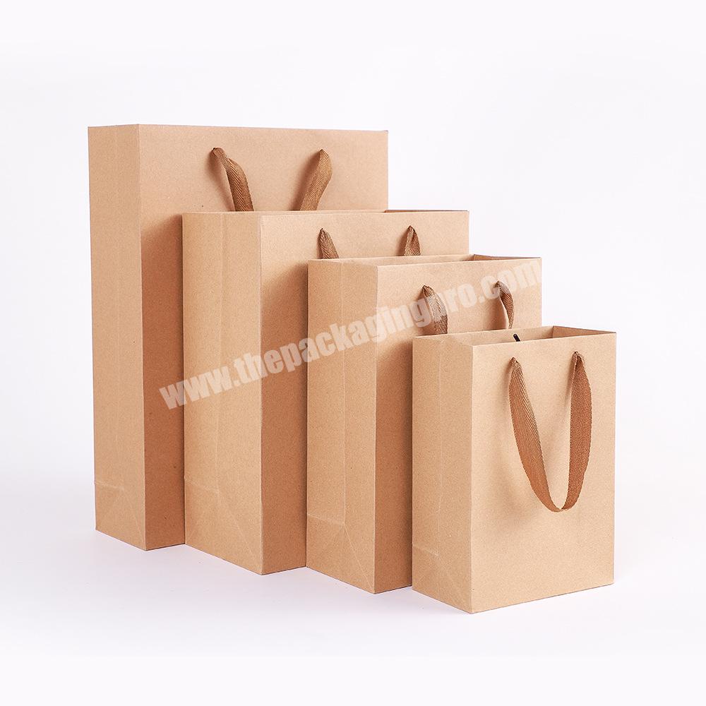 Custom Logo Christmas Paper Packaging Brown Gift Black White Craft Shopping Kraft Paper Bags With Handles
