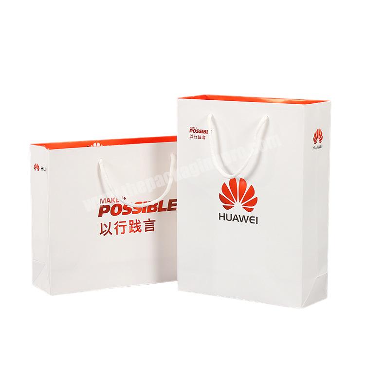 Custom Logo Design Printing Advertising Shopping Carry Paper Bag For Mobile Phone Packaging