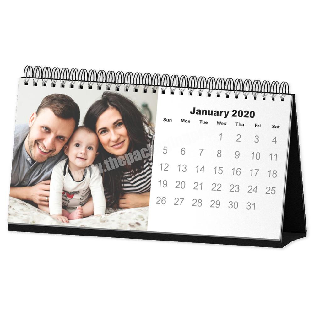 Custom Logo Desktop Stand Up Table Desk Spiral Monthly Family Photo Picture Calendar