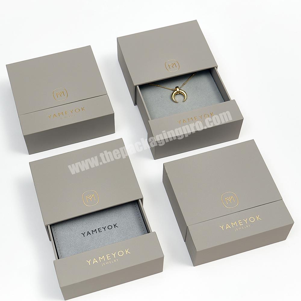 Custom Logo Drawer Sliding Ring Earring Necklace Gift Packaging Jewelry Boxes