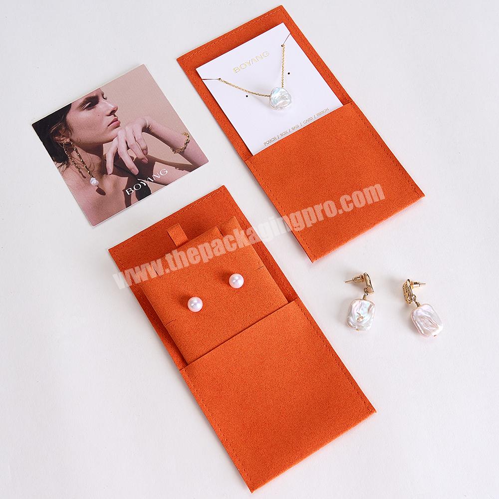 Custom Logo ECO Friendly Luxury Jewelry Ring Bag Small Envelope Microfiber Suede Jewelry Pouch