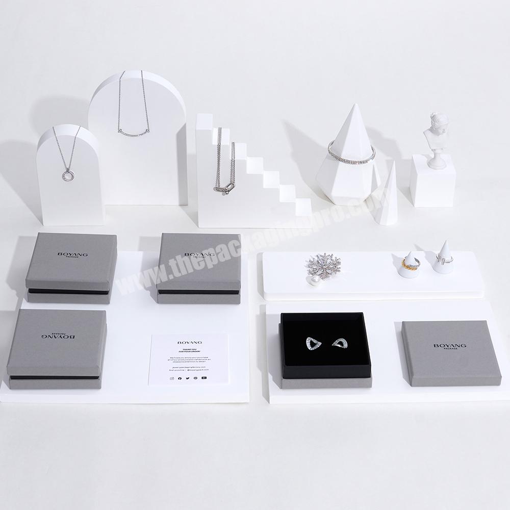 Custom Logo Eco Pendant Earring Bracelet Necklace Ring Box Jewelry Set Box Packaging