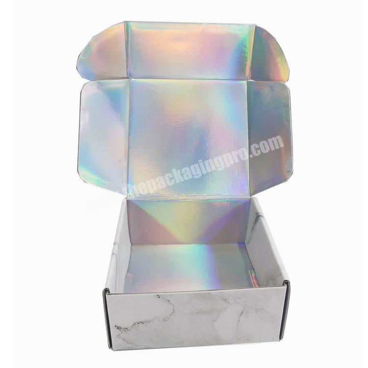 Custom Logo Fold Hot marble Holographic Packaging Box E Commerce Paper Delivery shipping Mailer Boxes With you Logo