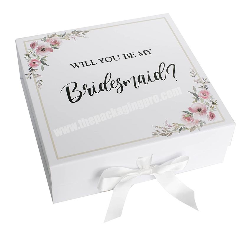 Custom Logo Free Design Pink Gift Box  Luxury Gift Boxes Bridesmaid Wedding gift box  with Satin Ribbon
