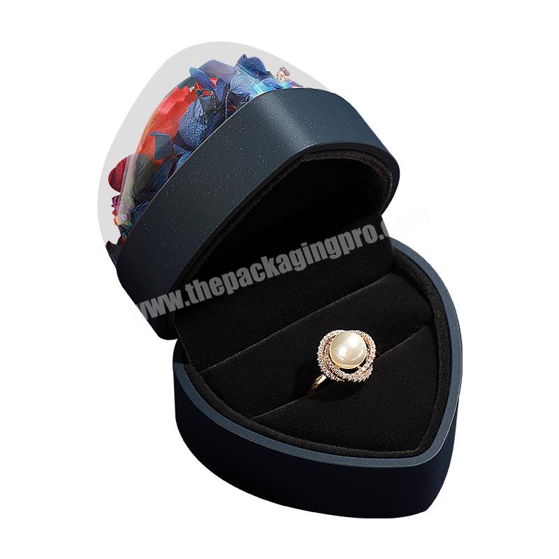 Custom Logo Heart Organizer Necklace Ring Small Wedding Ring Luxury Gift Packaging Velvet Jewelry Boxes