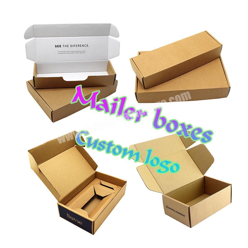 Custom Logo Kraft Cardboard Carton Mailer Box Cosmetics Bottles Packaging Corrugated Paper Shipping Boxes with Card Insert