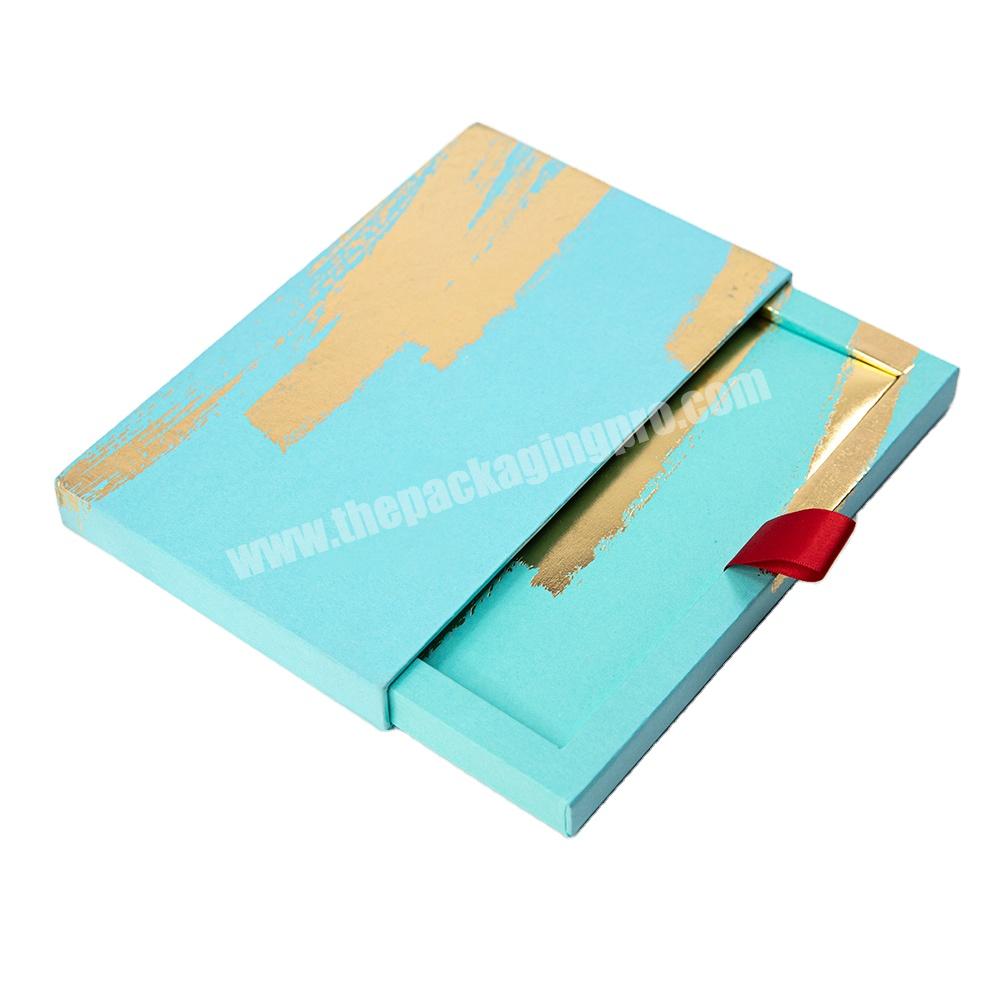 Custom Logo Luxury Blue Rigid Cardboard Paper Packaging Drawer Sliding Gift Boxes