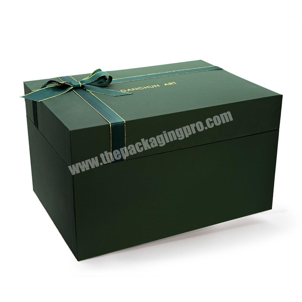Custom Logo Luxury Large Big Green Cardboard Paper Removable Lid Packaging Rigid Gift Boxes