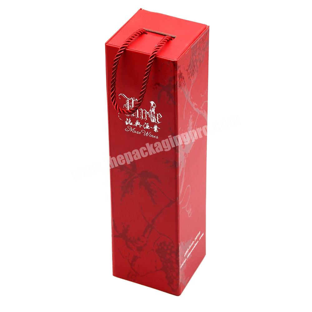 Custom Logo Luxury Red Cardboard Folding Gift Magnetic Closure Wine Box