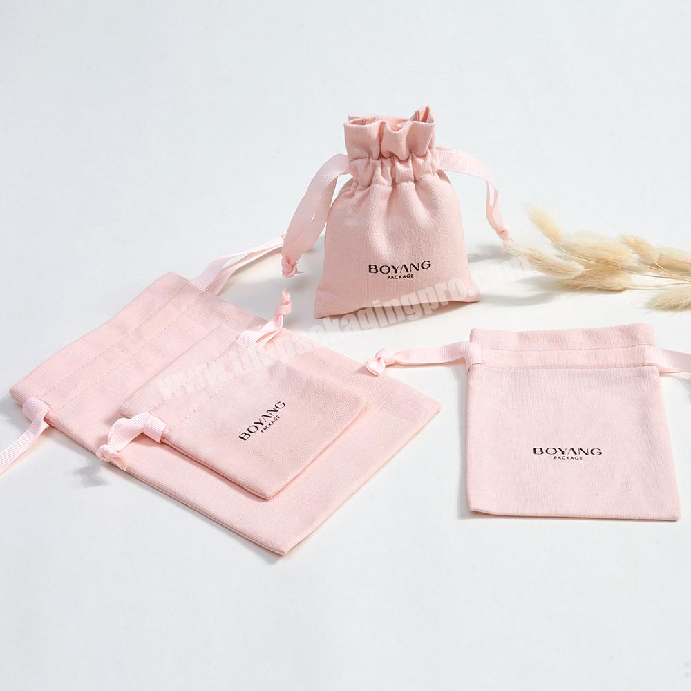 Custom Logo New Arrival Small Cotton Canvas Linen Jewelry Bag Pouch Drawstring