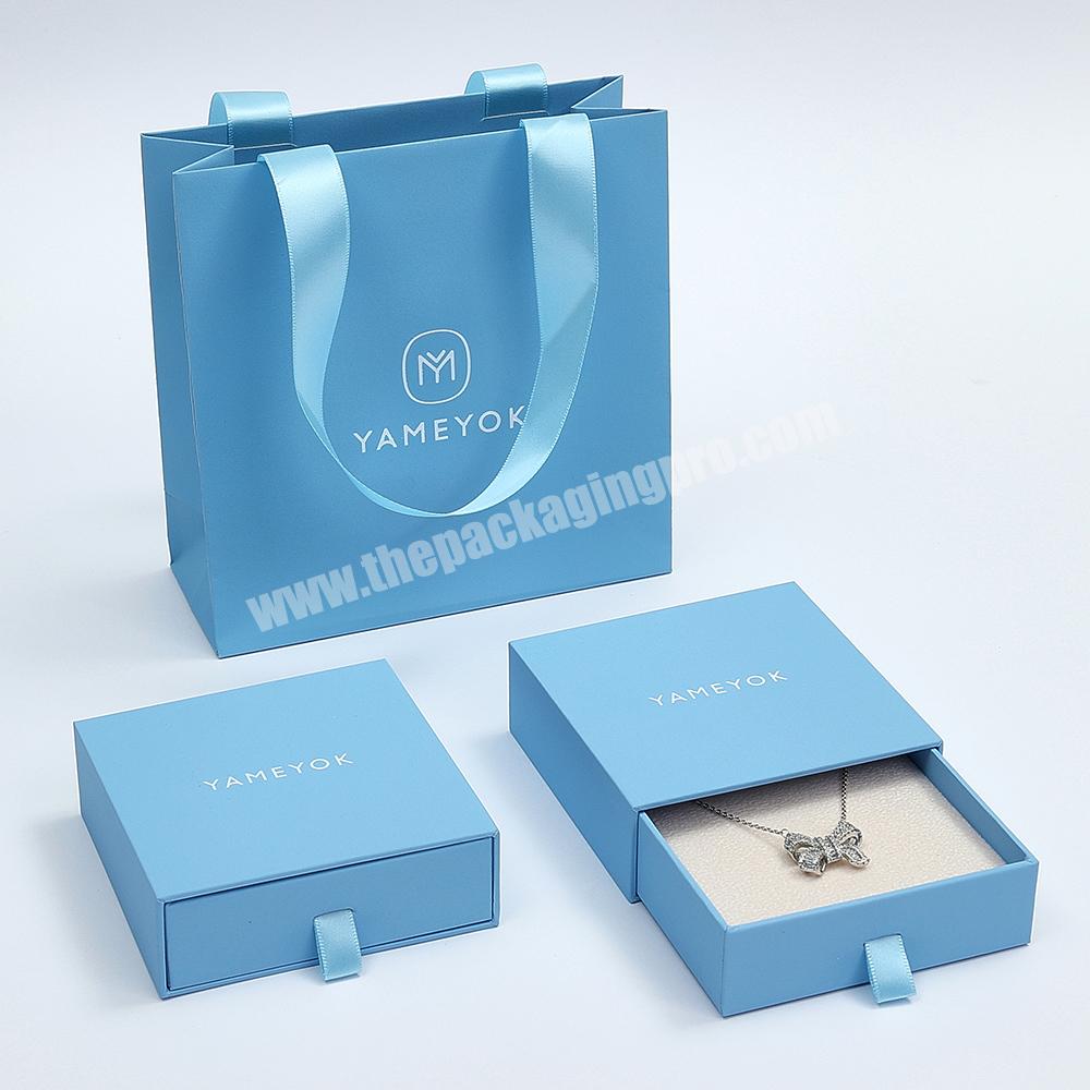 Custom Logo Printed Cardboard Paper Drawer Luxury Paper Necklace Earring Jewelry Box Packaging