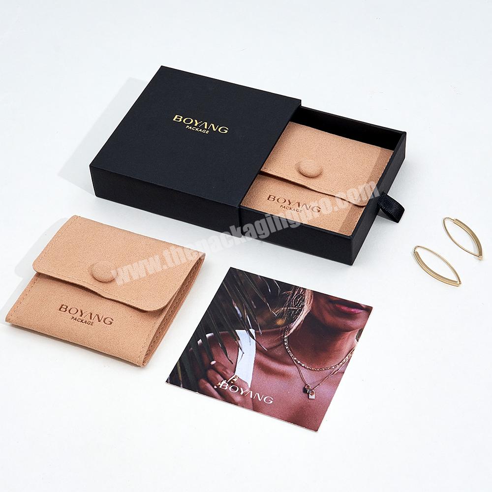 Custom Logo Printed Drawer Sliding Black Cardboard Paper Jewelry Gift Boxes