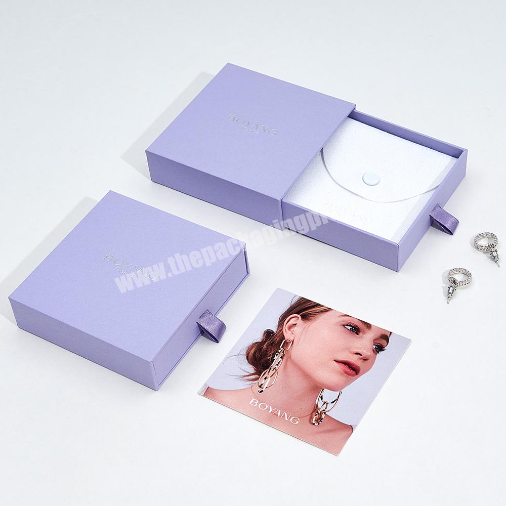 Custom Logo Printed Jewellery Packaging Boxes Drawer Paper Gift Sliding Jewelry Packaging Box