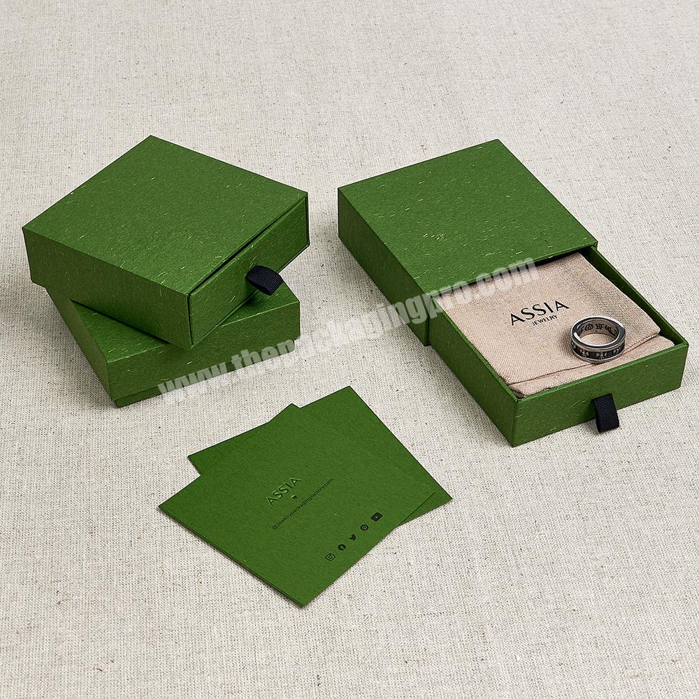 Custom Logo Printed Recyclable Green Paper Drawer Jewelry Box Packaging