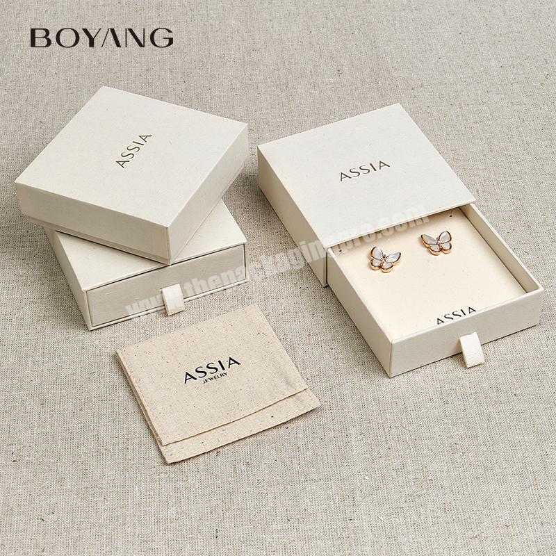 Custom printed luxury gift small paper packaging jewelry box earrings with  logo
