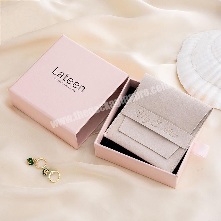 Custom Logo Ring Necklace Gift Packaging Travel Fashion Jewelry Gift Box Slide Drawer Jewelry Boxes