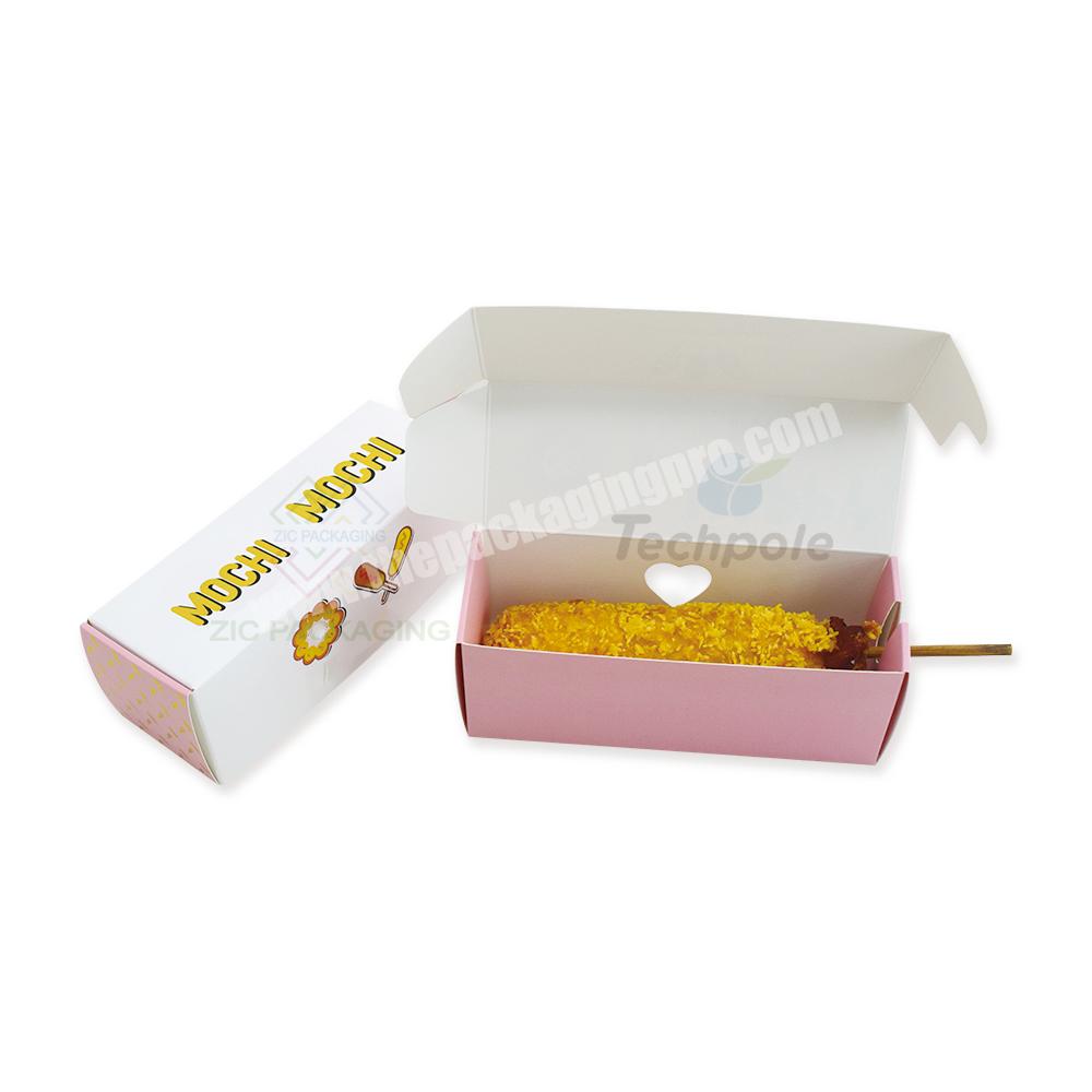 Custom Logo Single Corndog Box Packaging Food Grade Paper Korean Hotdog Box with Gold Foil Logo