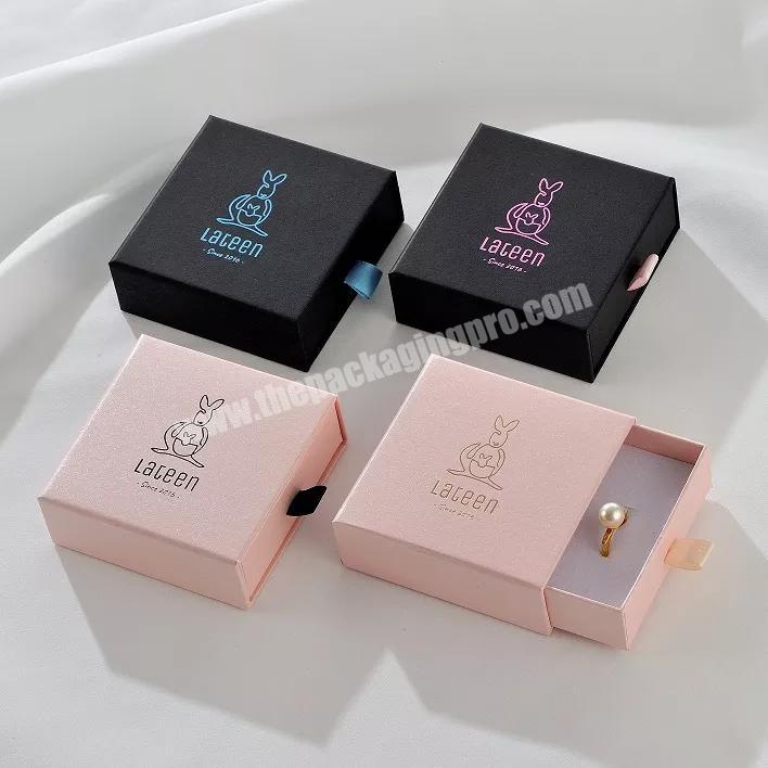 Custom Logo Thin Kraft Paper Drawer Jewelry Gift Packaging Box Cardboard Sliding Jewelry Paper Kraft Packaging Box