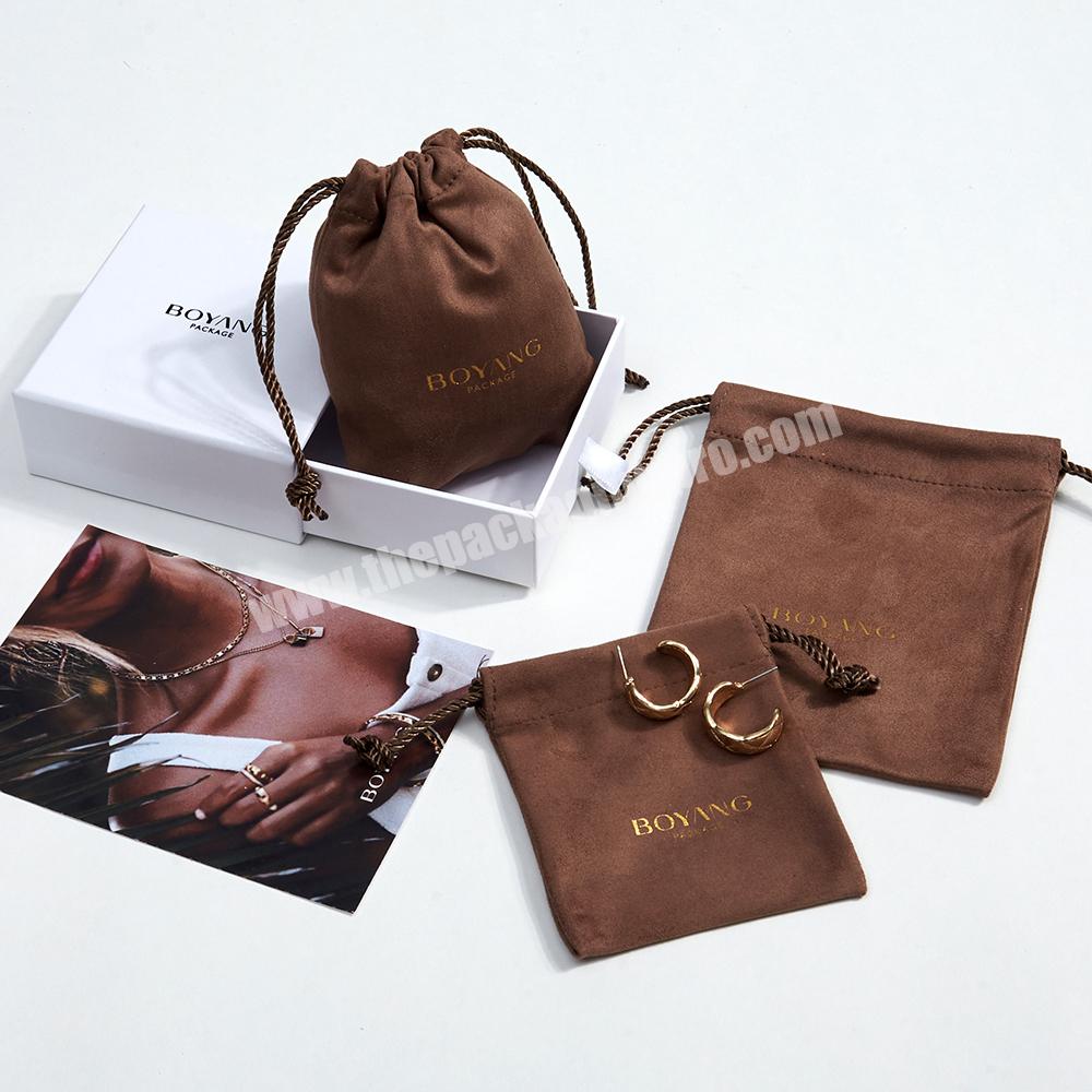 Custom Logo Velvet Suede Jewelry Bag Gift Packaging Drawstring Pouch