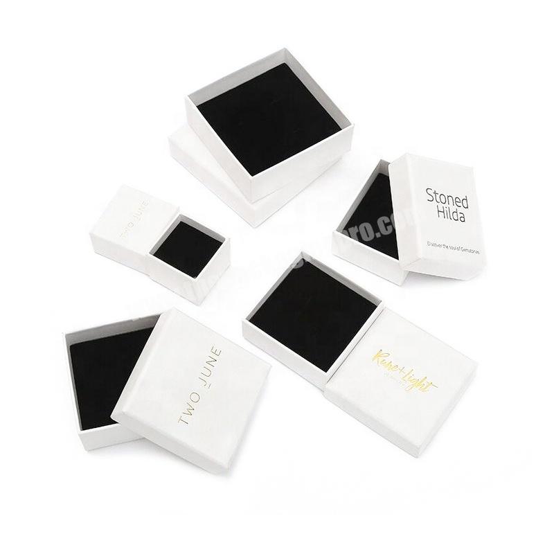 Custom Logo White Cardboard Gift Jewellery Packaging Boxes Small Luxury Paper Necklace Earring Bracelet Ring Jewelry Box Accept