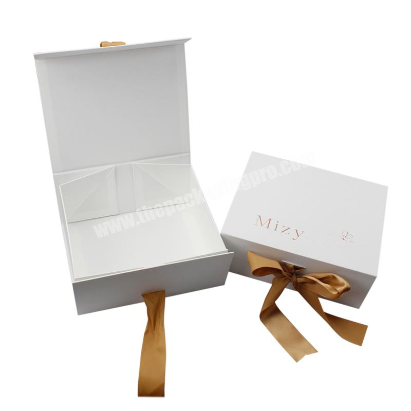 Custom Luxury Big Collapsible Wedding Dress Packaging Magnetic Closure Gift Paper Box