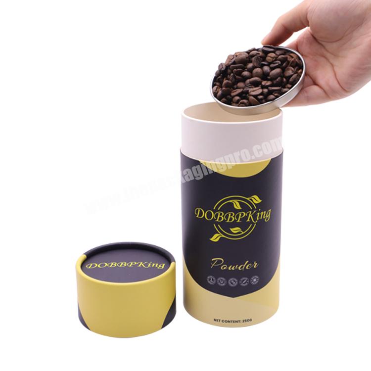 Custom Luxury Cocoa Powder Biodegradable Powder Paper Composite Tube Packaging Cylinder Container  For Food Product