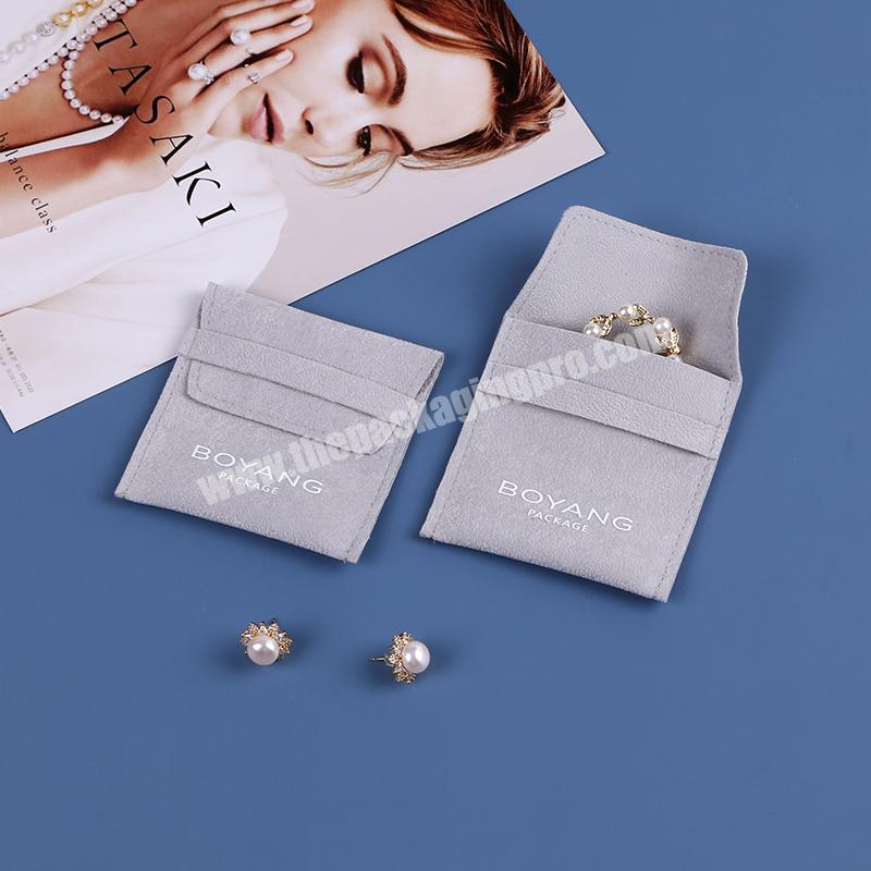 Custom Luxury Envelope Flap Suede Velvet Jewelry Bag Pouch Packaging