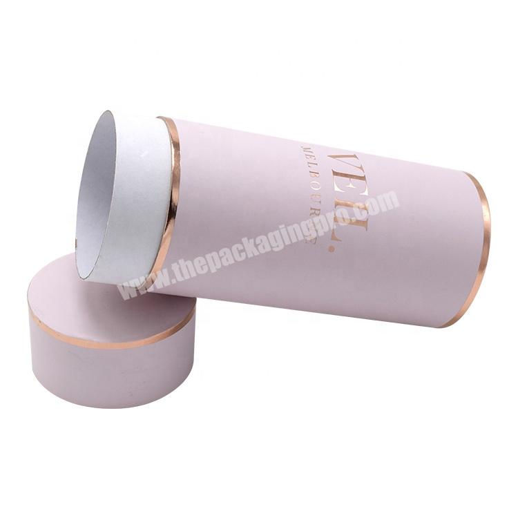 Custom Luxury Rose Gold Foil Stamping Pink Printed Paper Tube Eco Friendly Cardboard Cosmetics Skincare Packaging Cylinder Tube