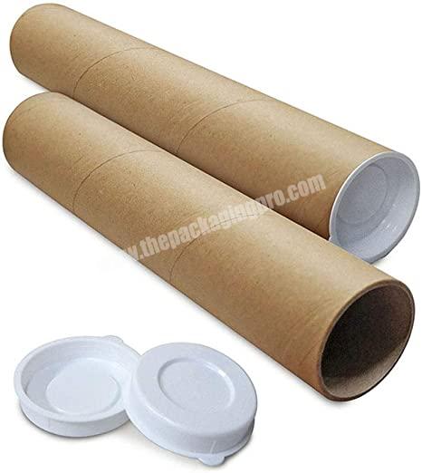 Custom Paper Kraft Round Tube Cardboard Shipping Tube Mailing Poster Packaging Tube with Plastic Lid