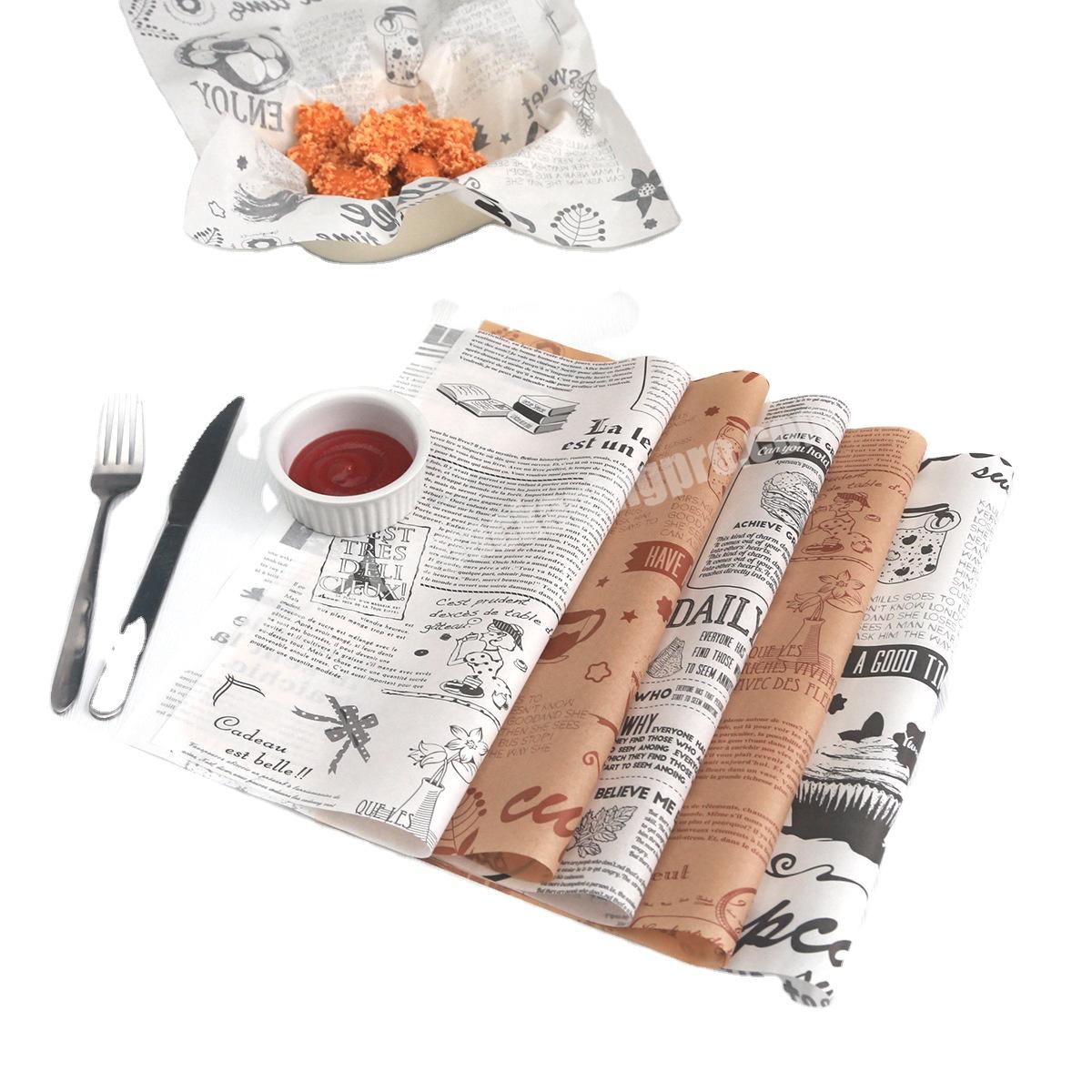 Custom Patterned Wax Wrapping Paper For Food Greaseproof Hamburger Sandwich Meat Wrapping Paper