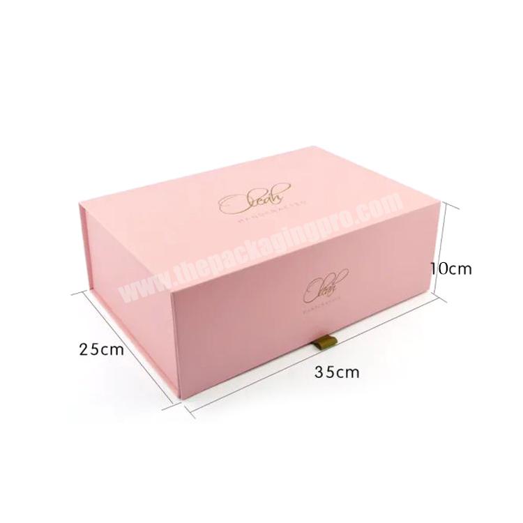 Custom Pink Folding Cardboard Underwear Shirt Clothing Box Packaging with Magnet